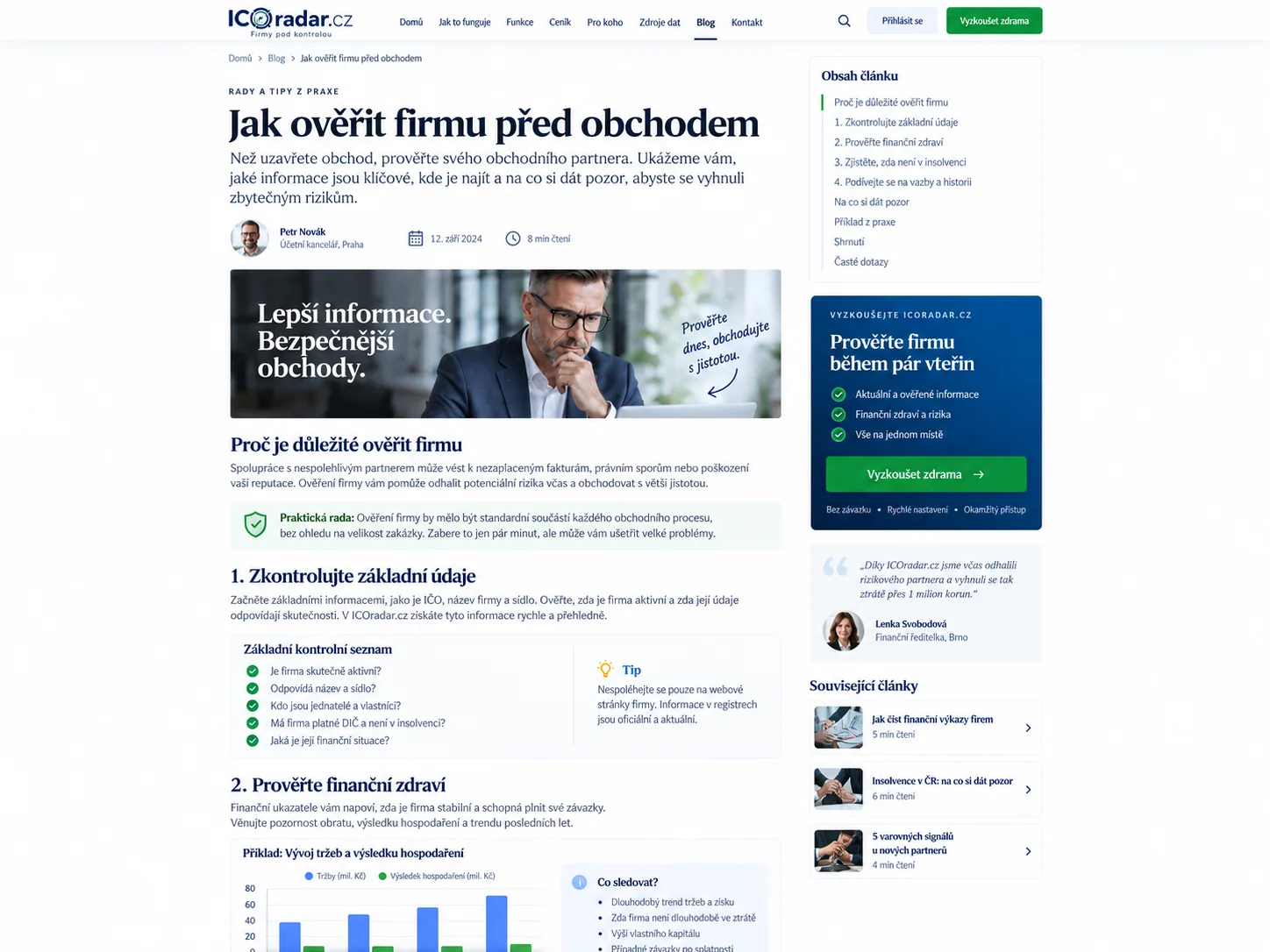 Detail odborného článku v návrhu ICOradar.cz